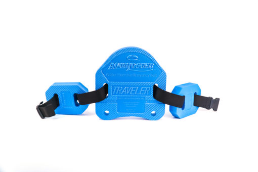 Aqua jogger travel belt full width upright, blue