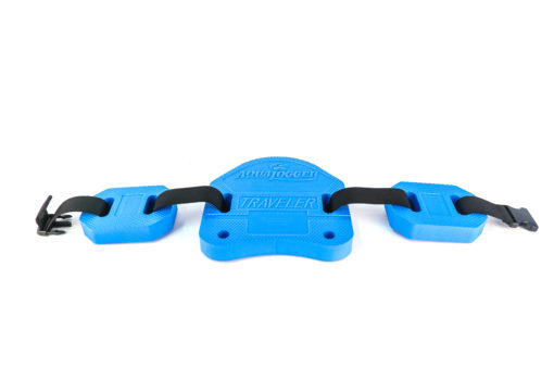 Aqua jogger travel belt full width laying flat, blue